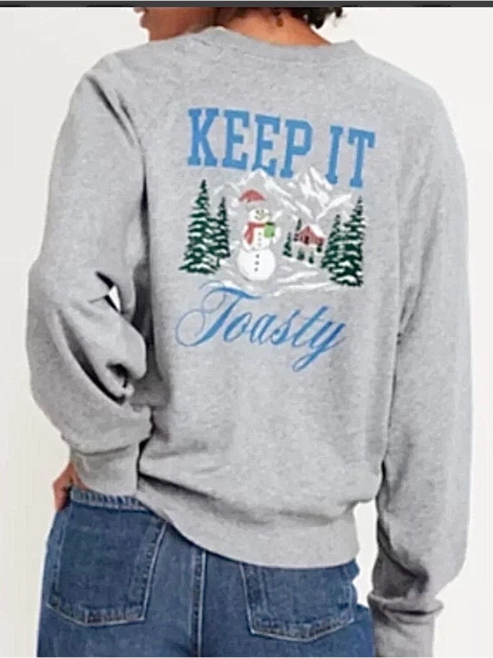 Old Navy Sweatshirt Womens 3X SoComfy Gray Keep It Toasty Cabin Snow Classic NWT
